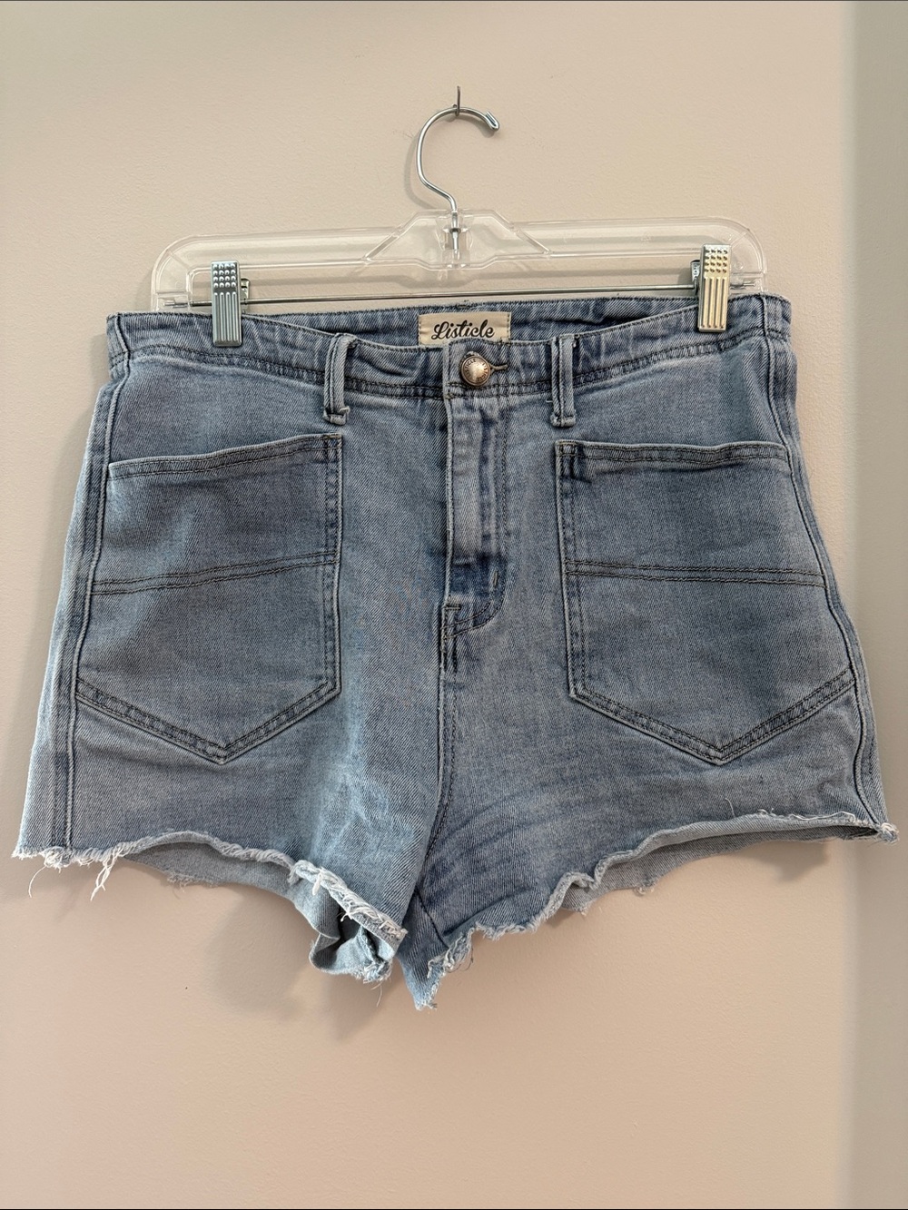 Washed Light Blue High-Rise Denim Cutoff Shorts
